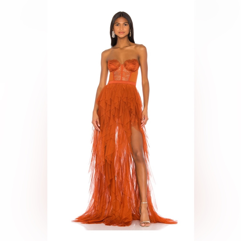 For Love and Lemons X REVOLVE Bustier Gown in Rust